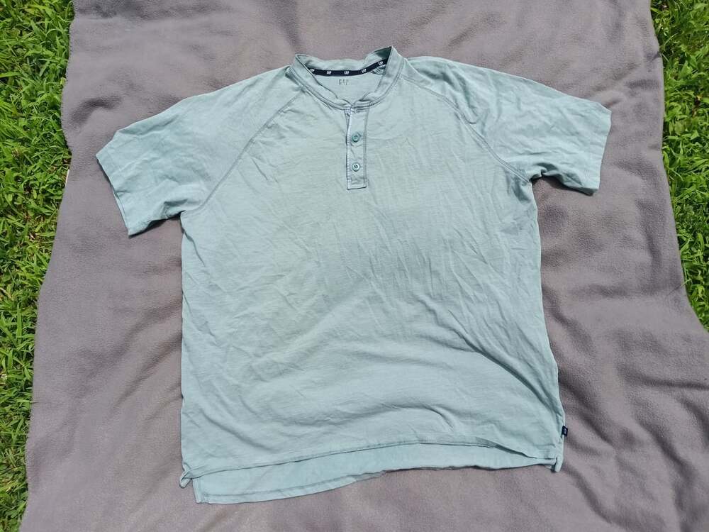 Gap Men’s XXL Teal Green Short Sleeve Henley Shirt Soft Knit Casual Top